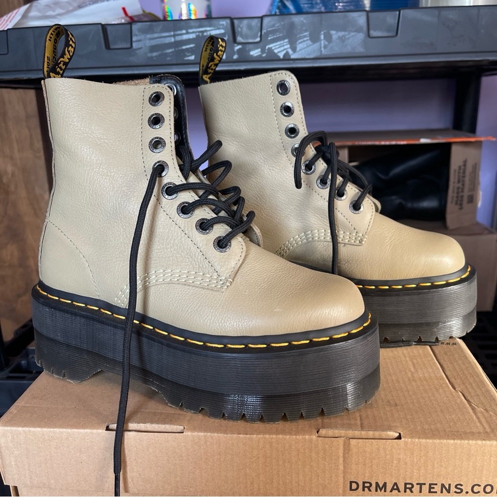 COPY - Dr Martens 1460 Pascal Max Boots Pale Olive UK 4 US Women’s 6